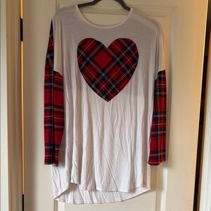 Plaid Heart Long Sleeve Top